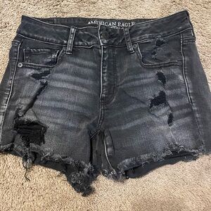 American Eagle midi distressed black shorts, size 10